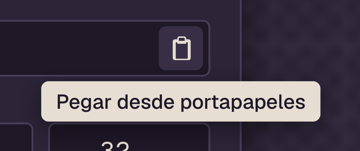 Icono de portapapeles dentro del input HEX con tooltip Pegar desde portapapeles