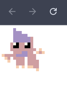 El sprite del bichito abierto en el navegador, renderizado desde el SVG. Los píxeles se ven con bordes nítidos y el archivo se escala al viewport sin perder definición